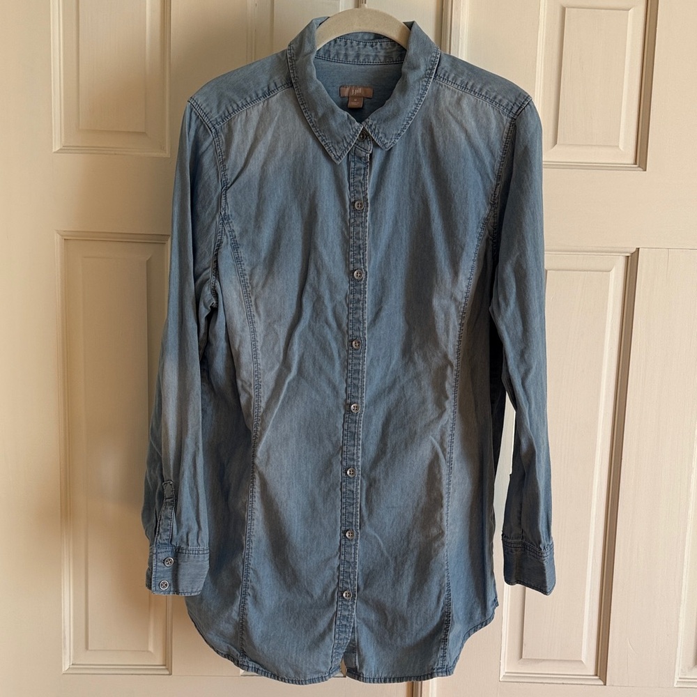 J. Jill Light Denim Casual Button Down Shirt